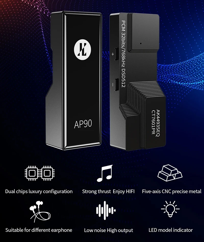 JCALLY AP90 Portable DAC Amplifier With AK4493SEQ Phones AMP Supports 32bit/768kHz DSD512 Headphone Amplifier Balanced Output