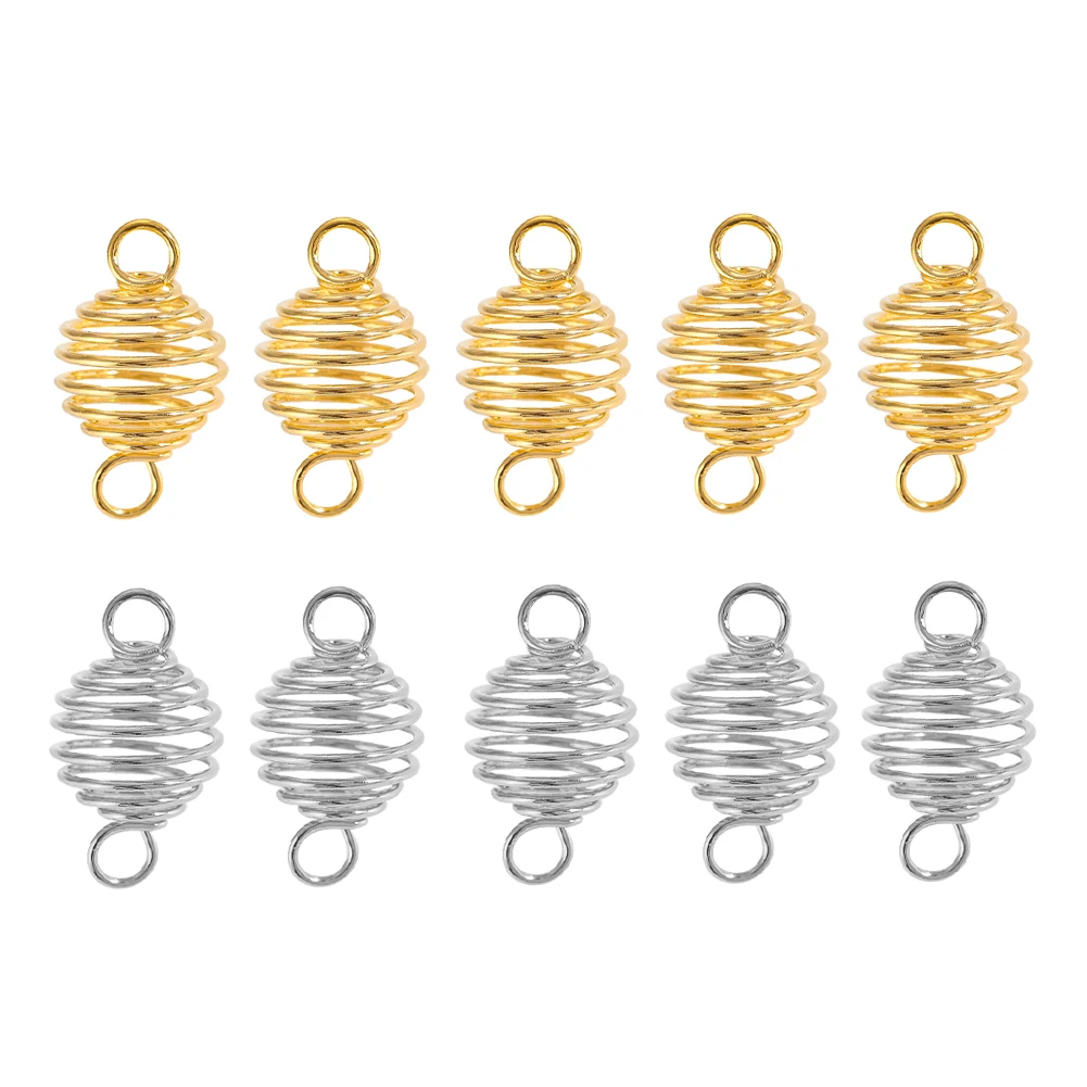 5PCS 25mm Silver Plated Gold Plated Spiral Bead Cage Swing Ball Hanging Pendant DIY Crystal Pearl Wind Chime Accessories