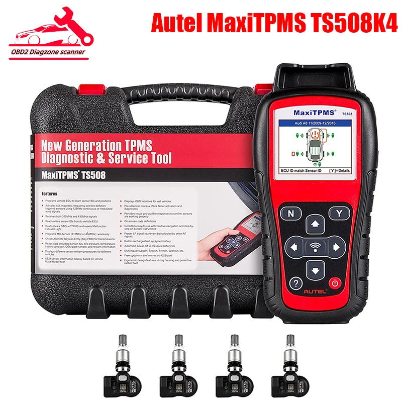 Autel MaxiTPMS TS508K4 With TPMS Sensor MX-Sensor OBD2 Repair Tools Tire System Code Reader Programing Programmer Kit Scanner