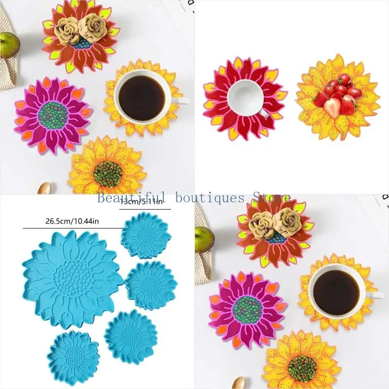 

U4LF 5 ПК для солнечного цветочного лотка эпоксидная смола для формы DIY Серванная тарелка литье силиконовой моли