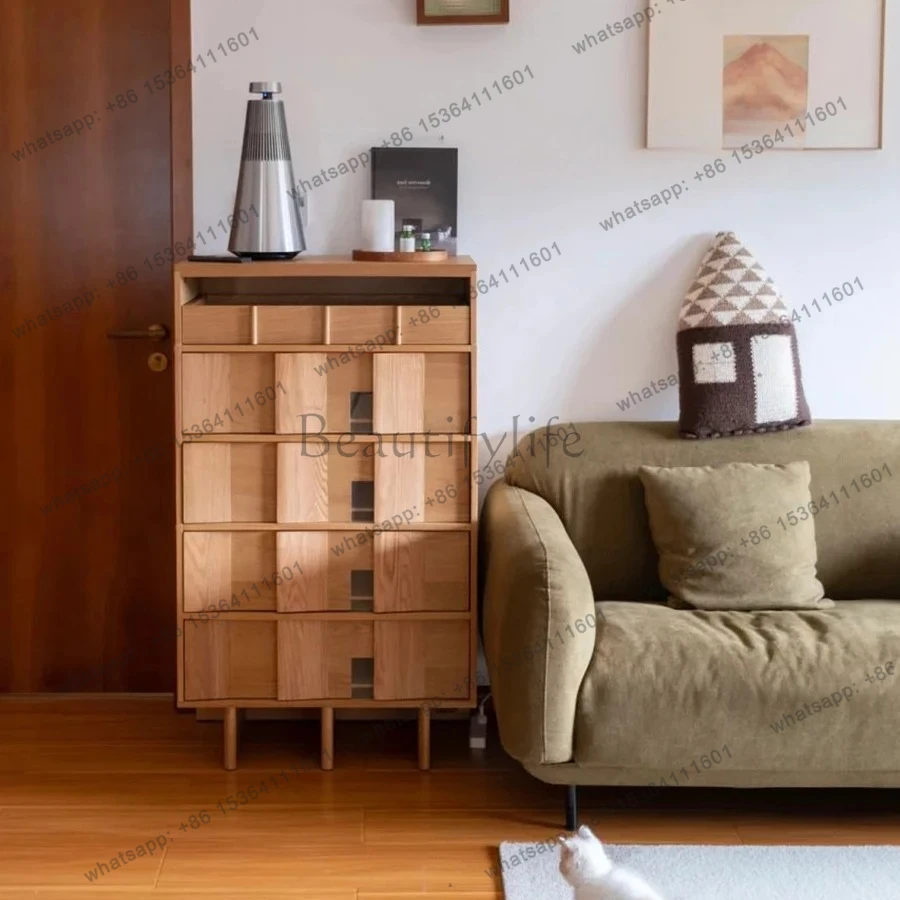 

Premium Marseille Cabinet Living Room Medieval Six-bucket Cabinet Oak All Solid Wood Retro Black Five-bucket Storage Cabinet