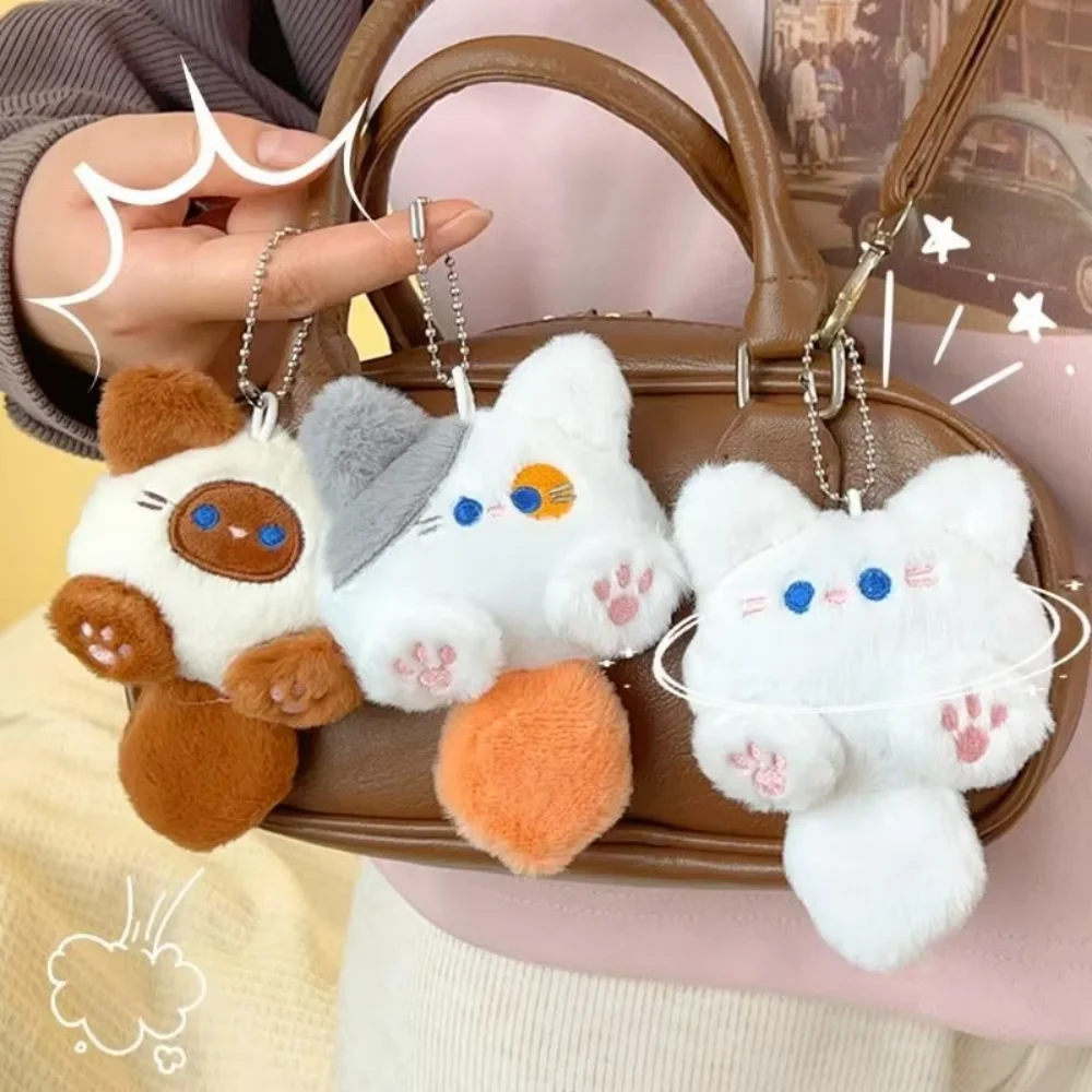 Puppy Keychain with Bowknot Soft Polyester Backpack Charm Whimsical Keyring Accessory for Bags Pendant Holiday Gift