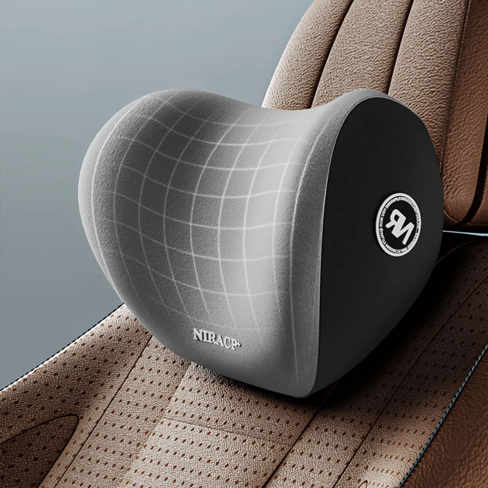 Car Seat Neck Pillow Adjustable Lumbar Support Headrest Waist lumbar Cushion Car Seat Memory Foam Car Travel Interior Accessorie