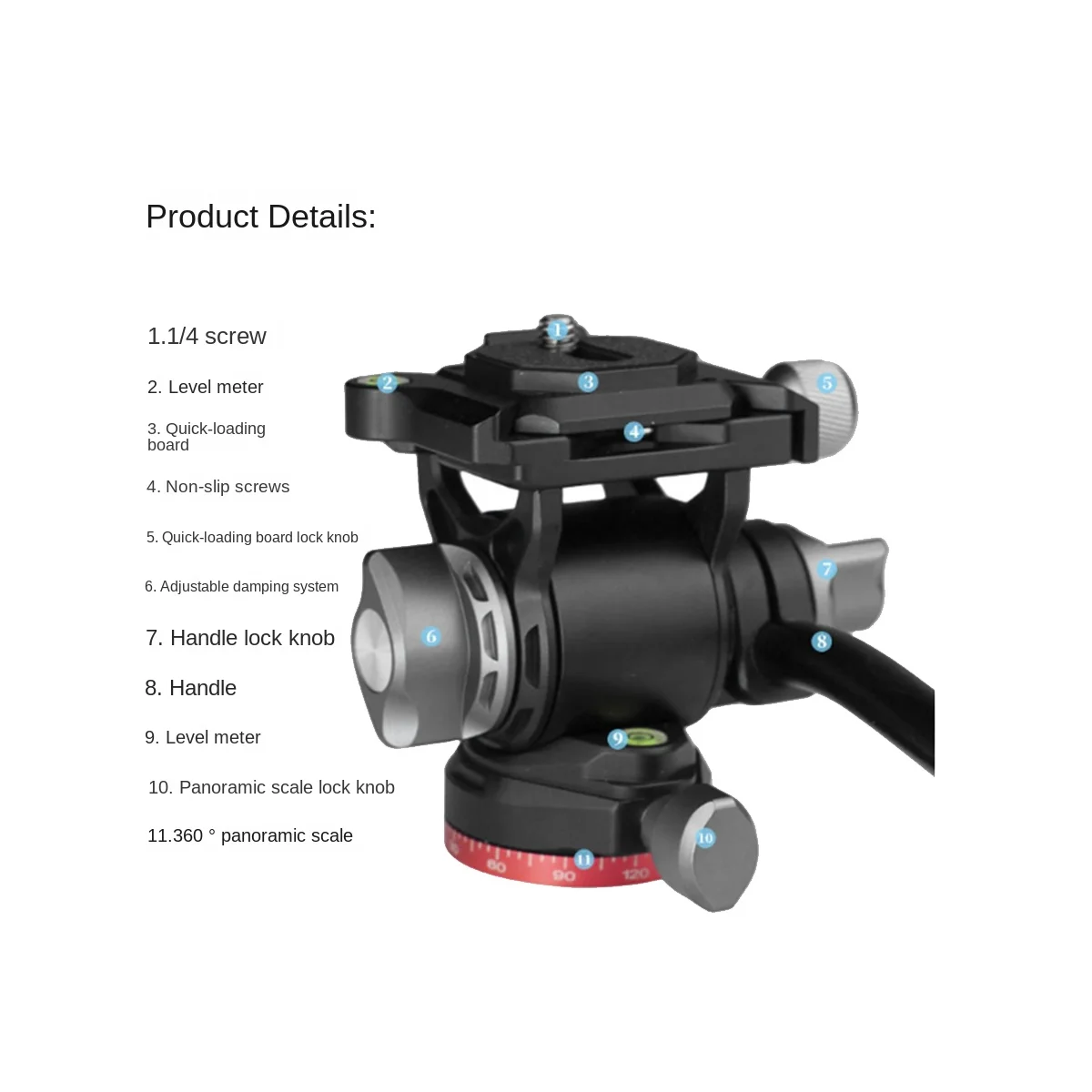 Panorâmica Hidráulica Fluid Video Damping Head, Monopod Camera Holder, Stand para SLR DSLR