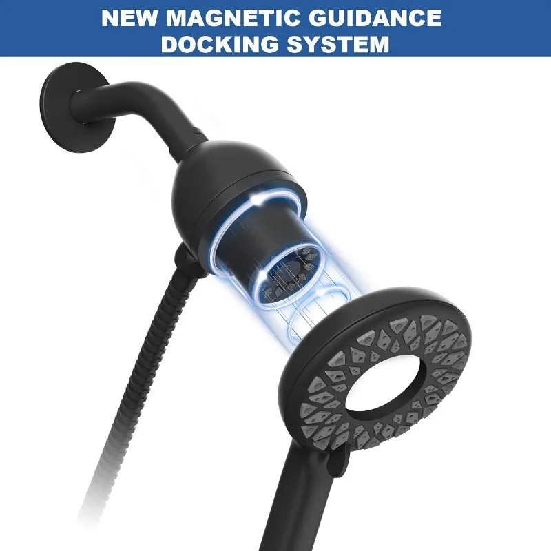 Shower Head with Handheld High Pressure: Handheld & Rain2-IN-1, Magnetic  Set Up 6 Spray Modes with Magnetic Docking System