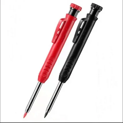 LTZFTL-Crayon de Menuisier Solide avec 6 Recharges, Taille-Crayon Intégré, Crayon Mécanique à Trous Profonds, Outils de Travail de Calcul, Scripteur de Menuiserie
