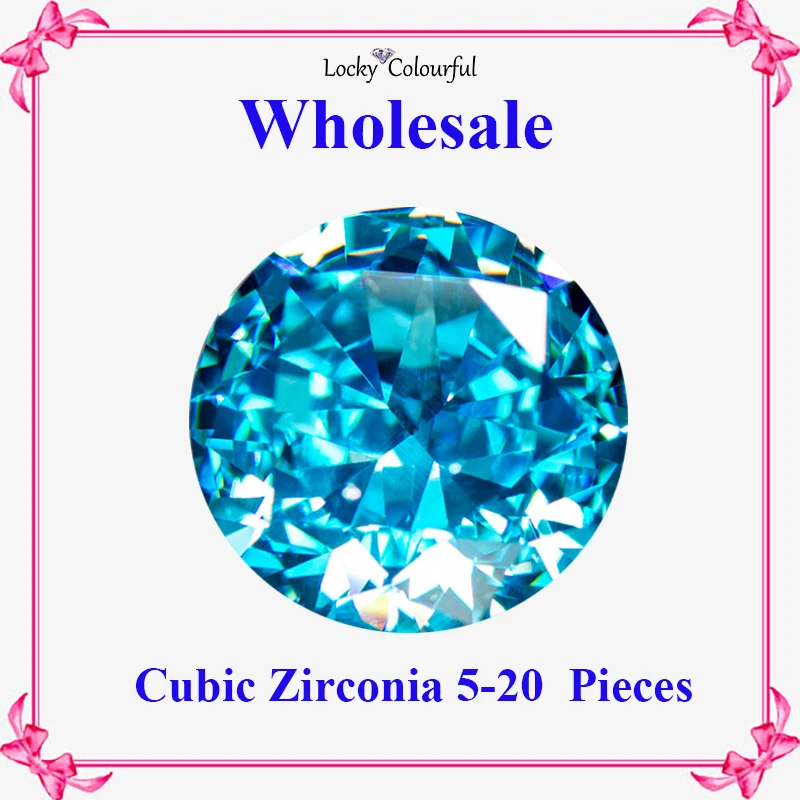 

Cubic Zirconia Wholesale Crushed Ice Cut Round Shape Light Aquamarine Color Charms for Jewelry Making Materials No Certificate