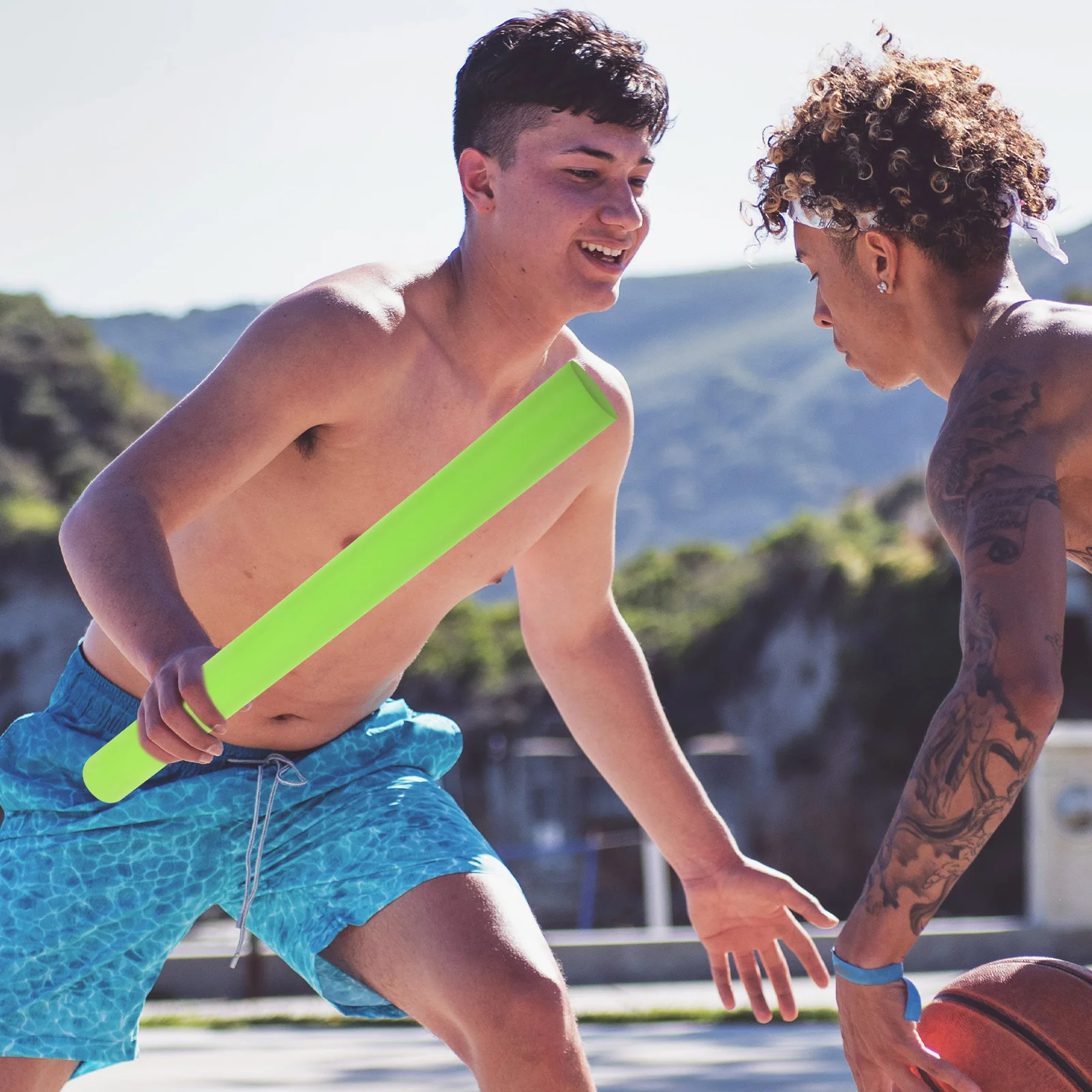 Basketball Training Stick 55x5cm Red EVA Portable Blocking Bar for Sports Jamming Basketball Training Equipment Aid