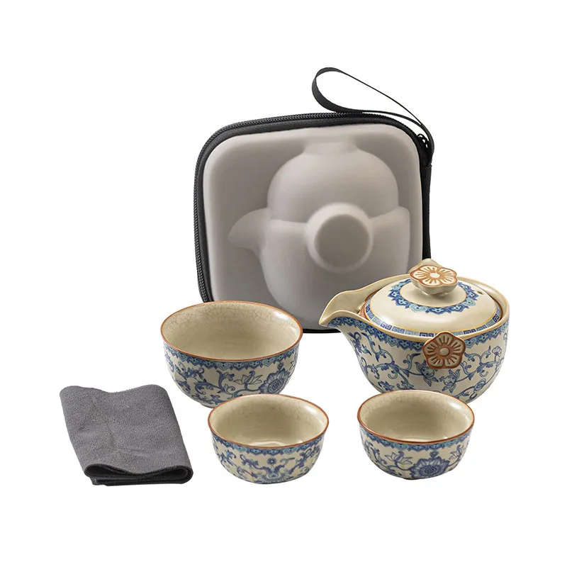 Chinese Tea Cup, Light Luxury Kuaike Cup, Outdoor Portable Bag, Home Teapot, Tea Cup Set, Ruyao Women's Chinese Tea Set