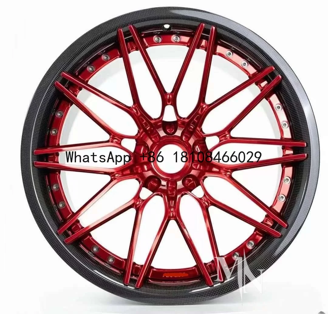 

Maining Forged Carbon Hub Transparent Red Middle Piece for Porsche 911 GT3 Turbo 996 997 991.2 992 Custom Sport Classic Wheels