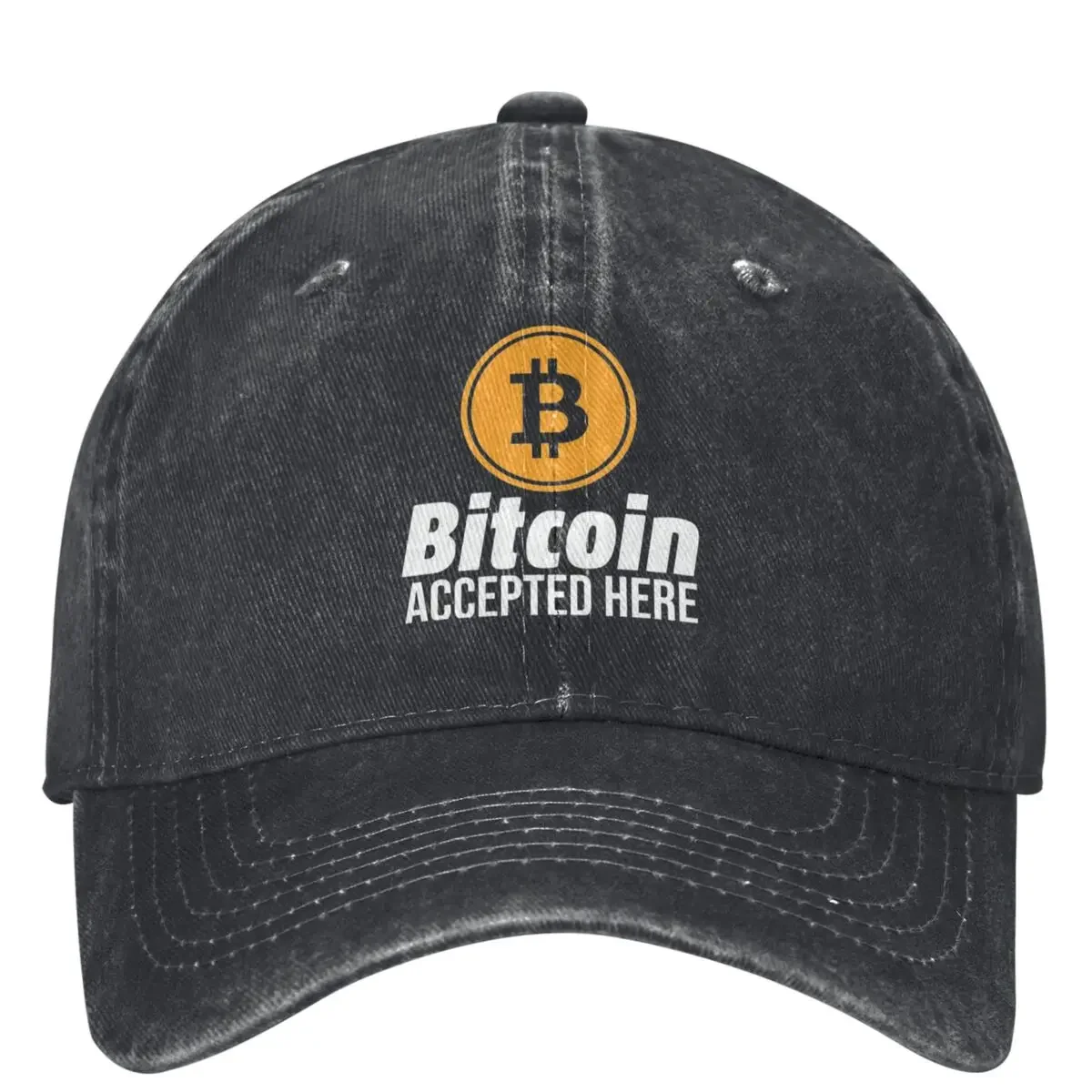 Bitcoin Accepted Here Baseball Cap Yellow Logo Hunting Camping y2k Retro Hip Hop Hats Men Stylish Sun protection Snapback Cap