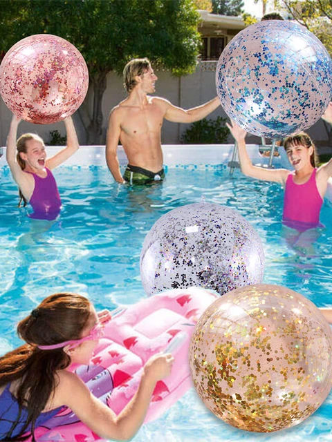 Glitter Beach Ball Inflatable 16 Inch Confetti Swim Pool Balls 16in Large Beach Balls For Kids Swimming Pool Party Favor Clear AliExpress