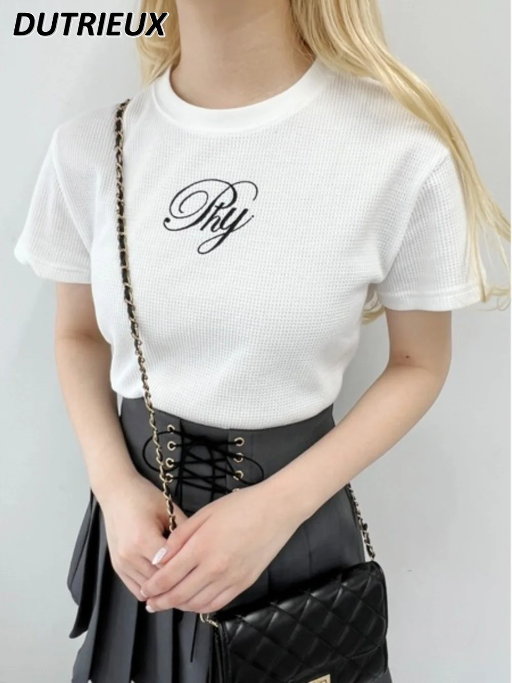 2024 New Summer Women Clothing Elegant Letter Embroidery Simple All-Matching Short T-shirt Fashion Simple Cotton T Shirt Female