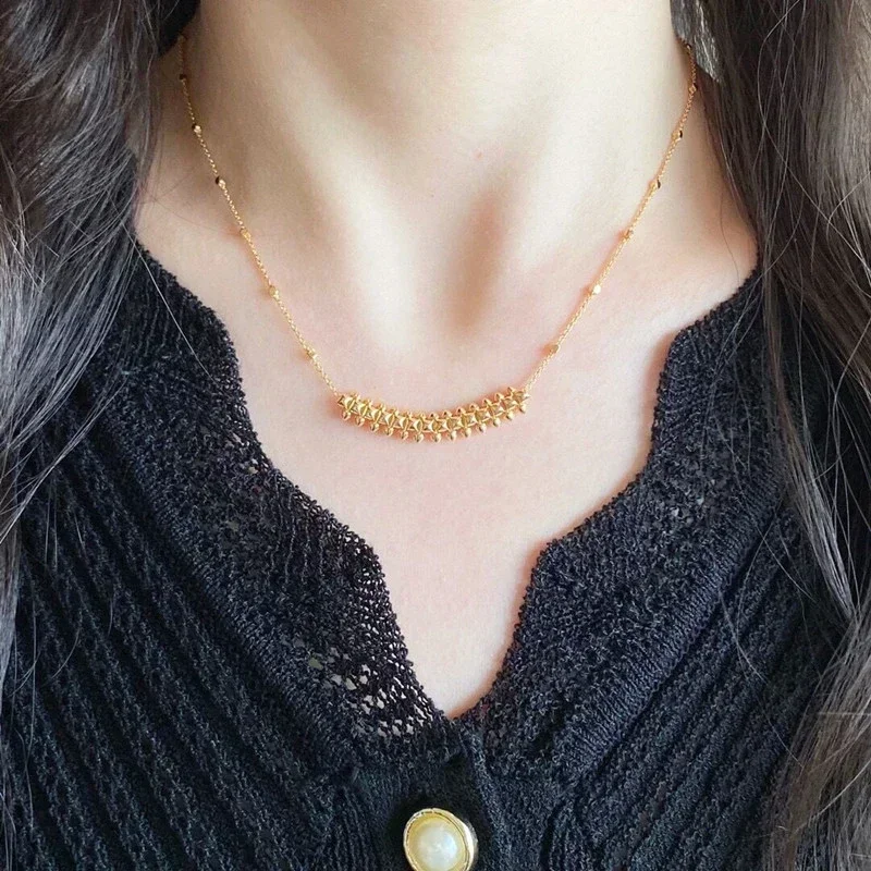 New Arrival 2026 925 Sterling Silver Rivet Necklace Woman Luxury Fashion Jewelry for Ladies, Dinner Accessories, Lover Gifts
