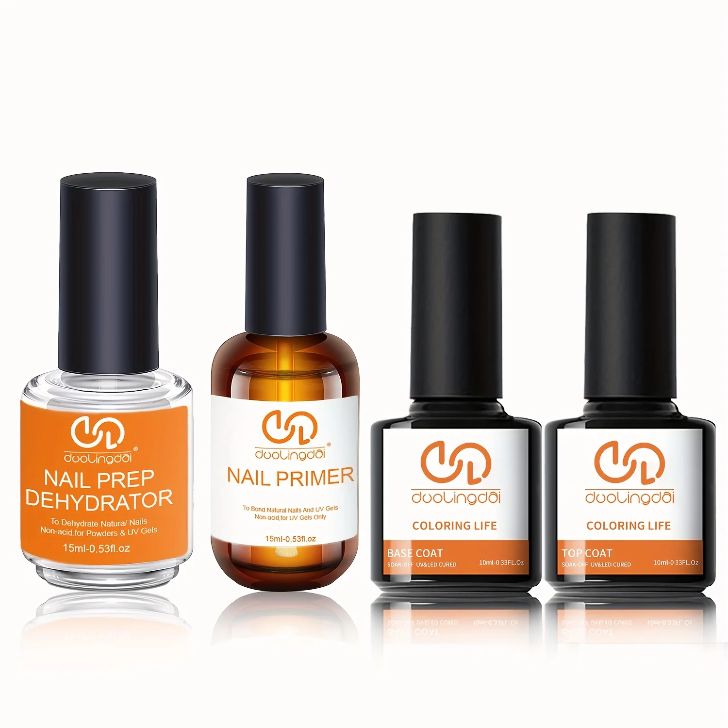 4 قطع من الجل العلوي والجل الأساسي، مجفف أظافر طبيعي احترافي ومجفف أظافر برايمر خالي من الأحماض للأظافر من الأكريليك والجل #1