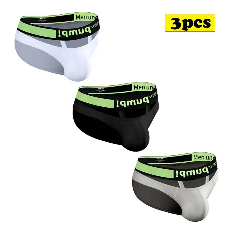 

3PCS Mens Sexy Underwear Modal Breathable Bikini Jockstraps Briefs Men Shorts Panties Underpants for Men MP245