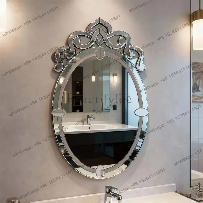 YJ French carved mirror wall hanging living room background wall hotel entrance decoration mirror bathroom bathroom mirror