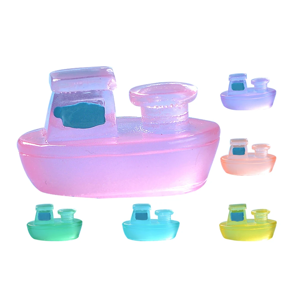 

6 Pcs Night Glow Cruise Ship Decor Mini Resin Bonsai Statue Garden Ornament Luminous Figurines Landscape Accessories