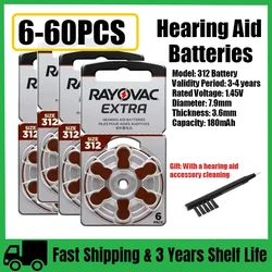 6-60Pcs RAYOVAC EXTRA Hearing Aid Batteries A312 312A 312 P312 PR41 High Performance Zinc Air Battery For BTE CIC RIC OE Hearin