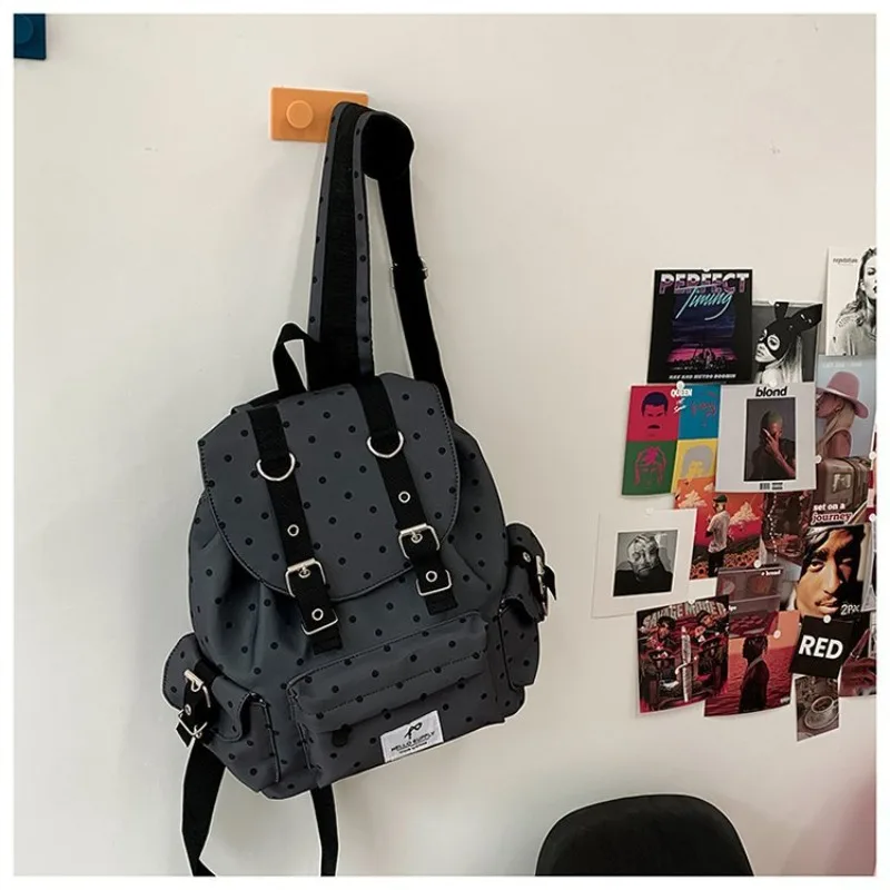 Richme Vintage Women Backpacks 2025 Harajuku Dots Mochilas Para Mujer New Design Students Daily Pockets Commute Bag Female