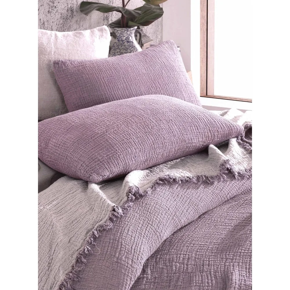 أغطية وسائد من الموسلين مكونة من 4 طبقات من القطن العضوي بنسبة 100% - قابلة للتنفس، فائقة النعومة، خفيفة الوزن، مغسولة مسبقًا لـ Com