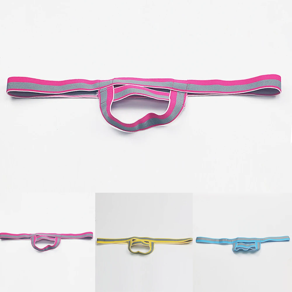 

Women Underwear Men Sleeveless Rainbow Stripe Breathable Men's Underwear Sexy Lingerie Thong Briefs Hollow Rongs