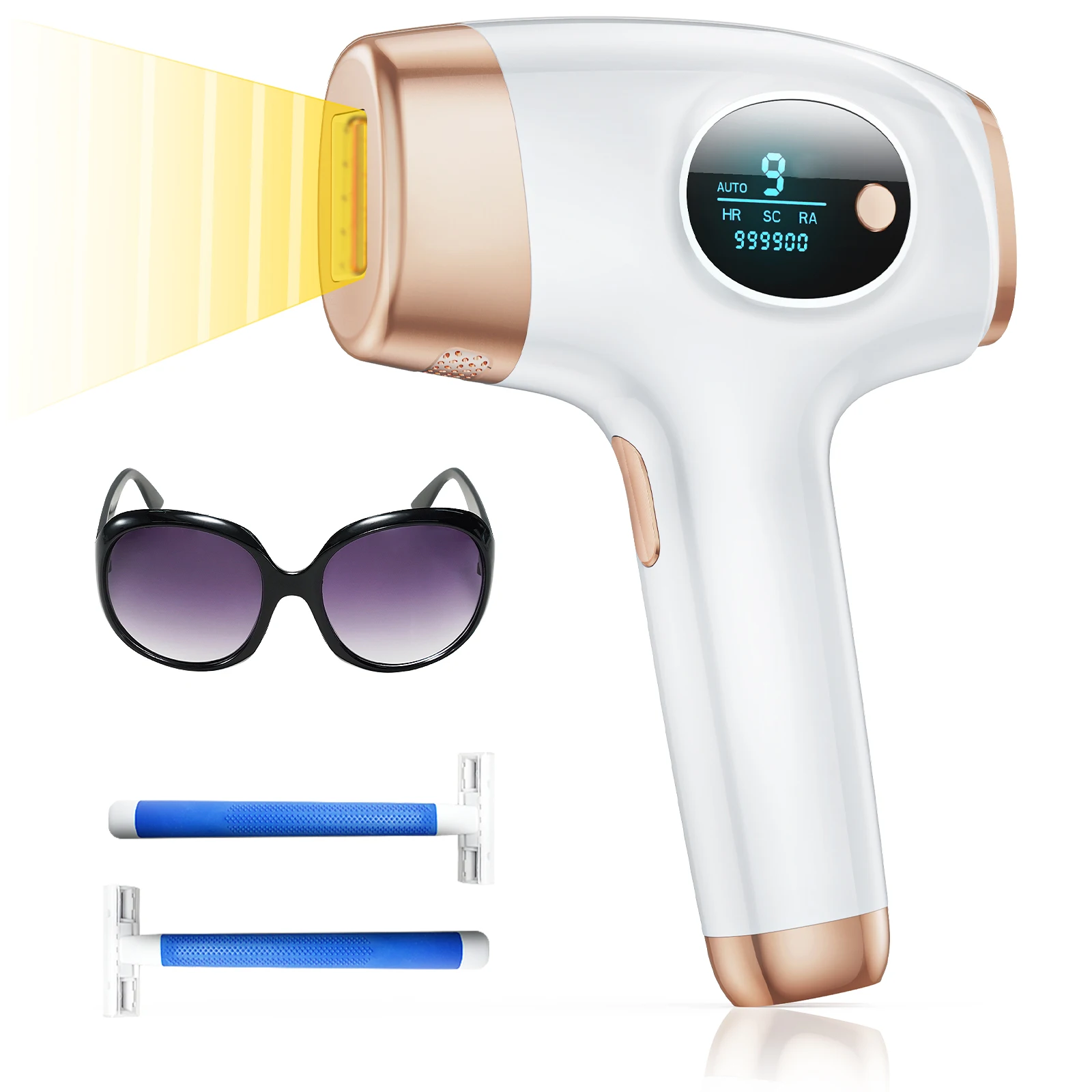 Laser Hair Removal Device 999900 Flashes 3in1 IPL Pulsed Light Epilator Painless Hair Remover Men Women Home Whole Body Use