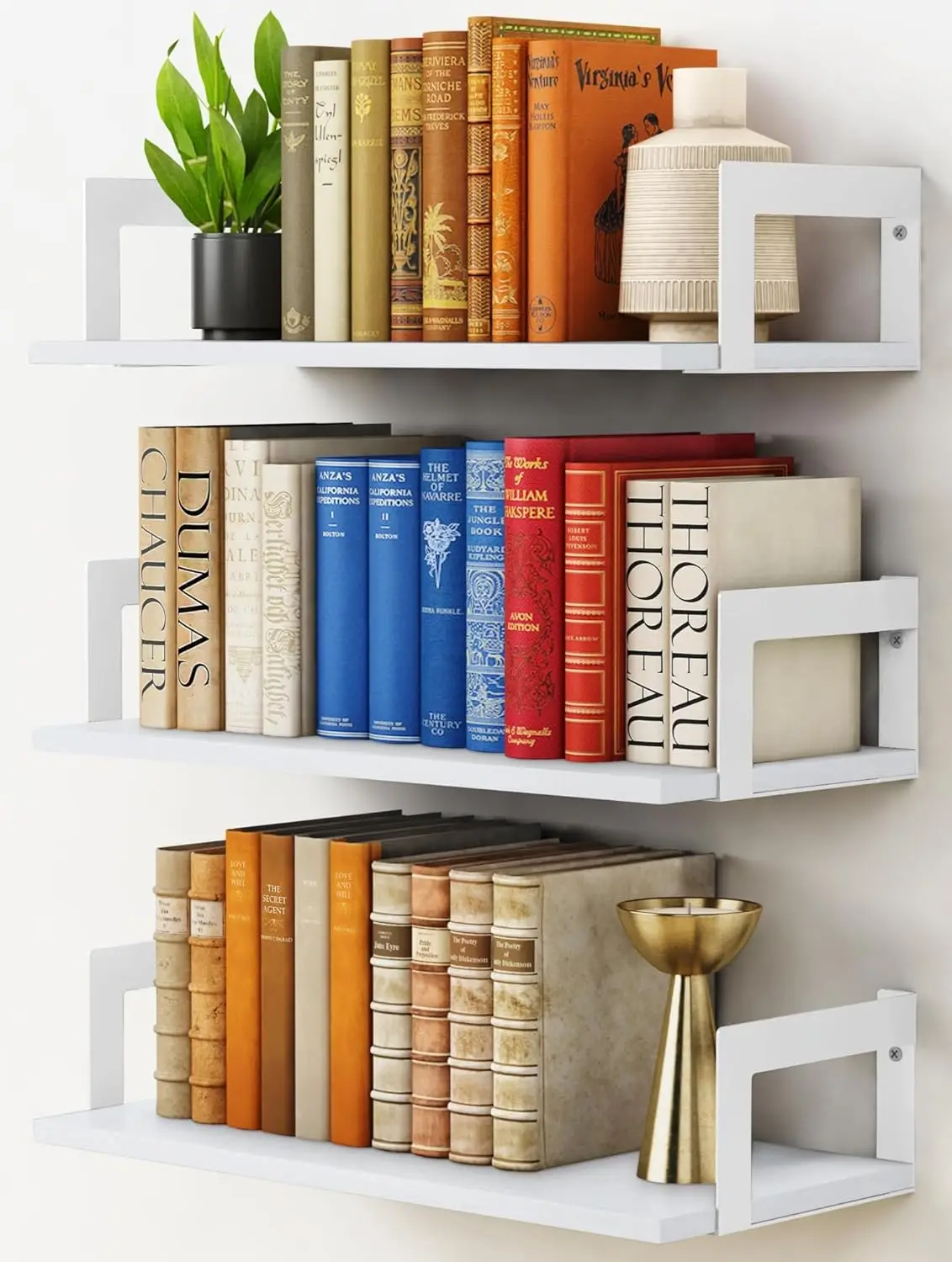 

White Wall Bookshelf for Kids Room, Small Floating Book Shelf for Teen Girls Boys Bedroom, 8 Inch Deep Wall Mounted Boo