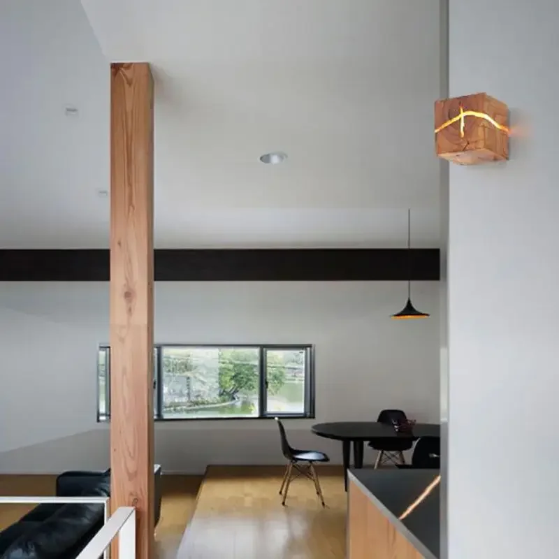 Candelabro de pared de madera Natural agrietada, lámpara LED G4 de 5W para sala de estar, dormitorio, lámpara de madera de pino/albaricoque