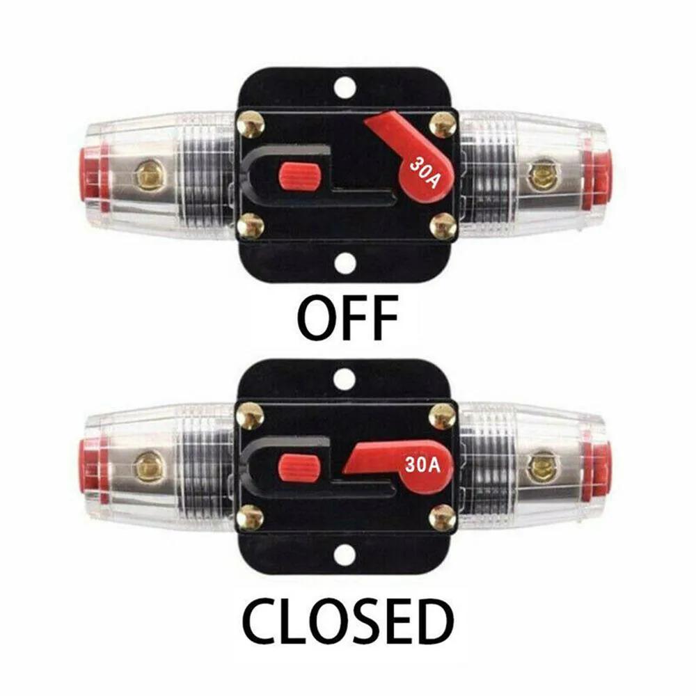 12V - 48V Car Truck Circuit Breaker Self-recovery 20A 30A 40A 50A 60A 80A 100A 125A 150A Auto Audio Fuse Holder Power Insurance