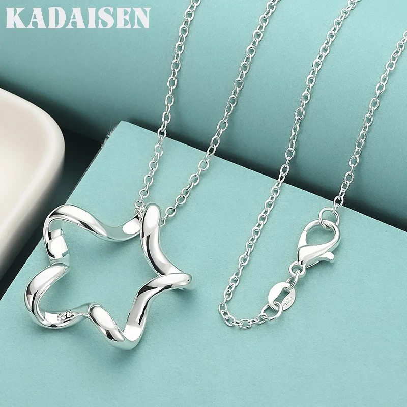 

Серебряное колье 925 пробы с большим кулоном в виде пентаграммы, простое модное украшение для женщин, цепочка-змейка, подвеска-шарм