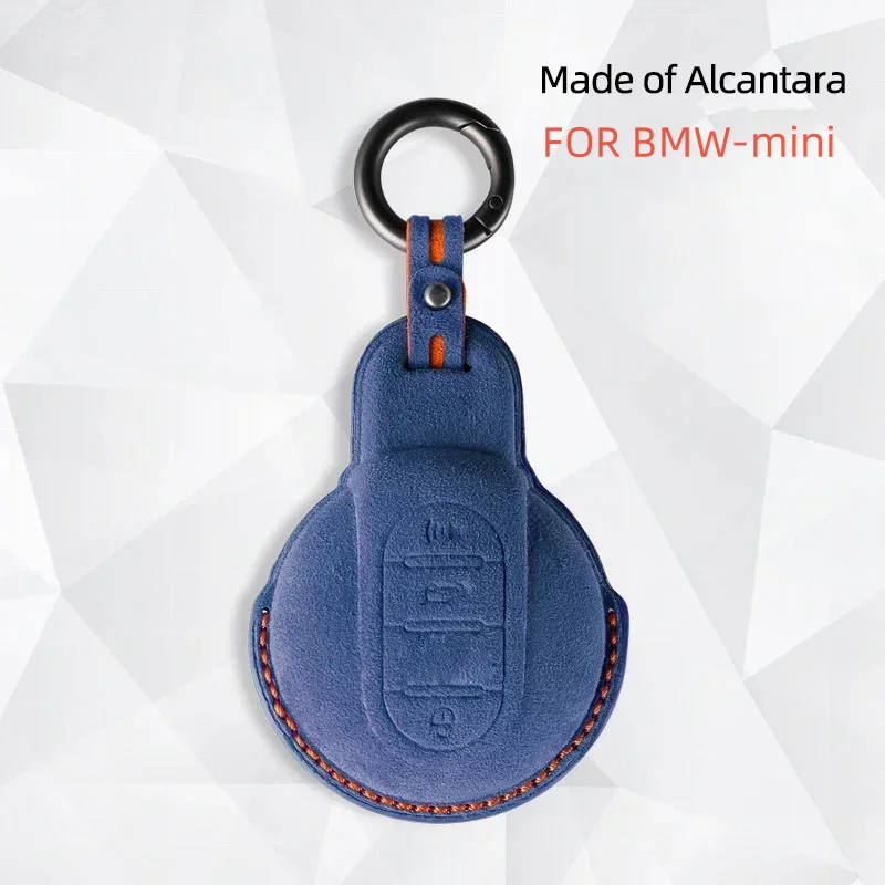 

Alcantara Car Key Fob Case Cover Holder For BMW Mini Cooper R56 ONE JCW Smart Remote Auto Key Car Accessories with Keychians