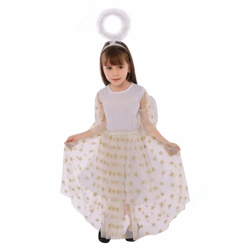 Nuovi modelli Costume da giorno per bambini da ragazza Star Print Angel Cosplay Dress festa per bambini Festival Campus Performance abbigliamento