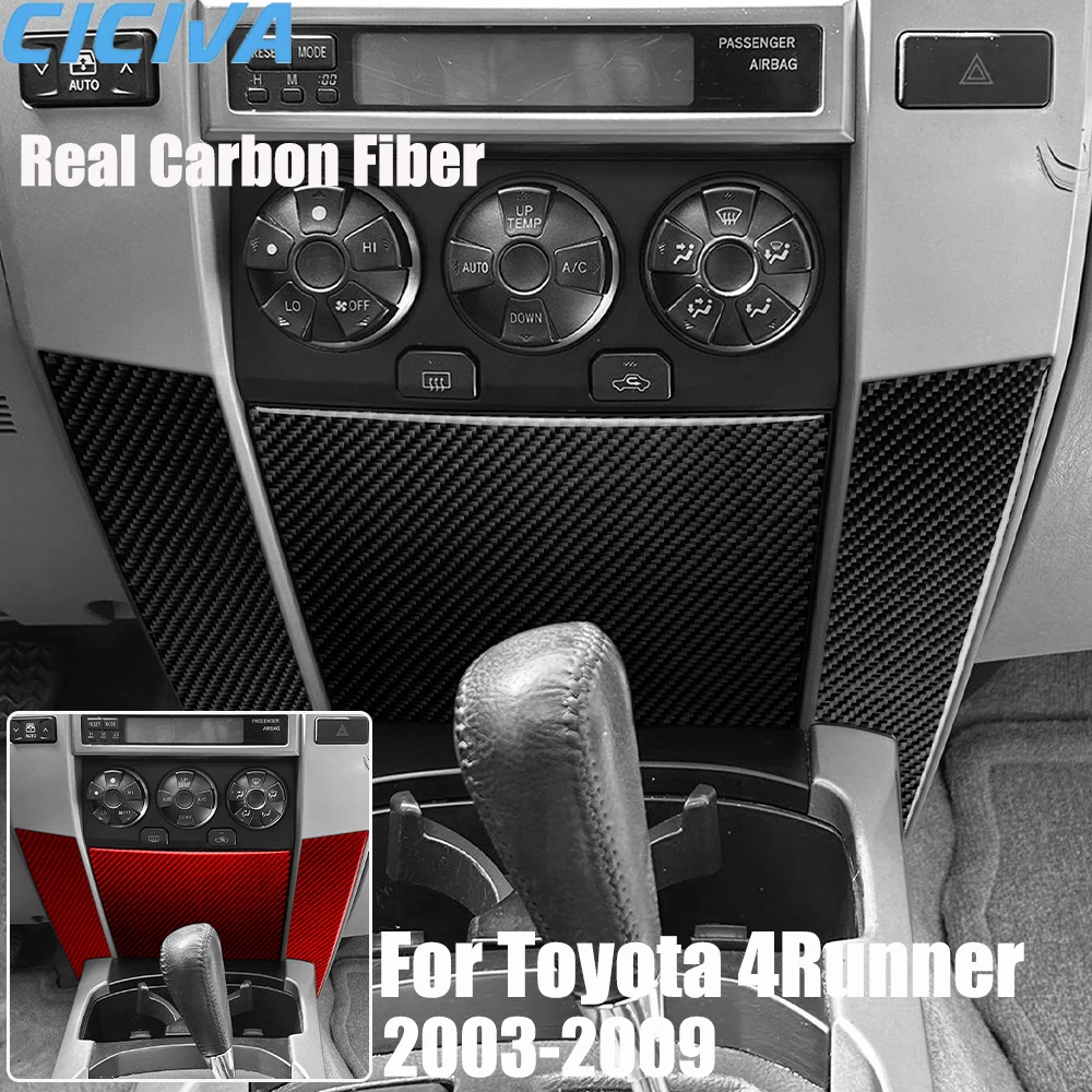 

Real Carbon Fiber Car Accessories Center Storage Set Cover Soft Sticker For Toyota 4Runner 2003 2004 2005 2006 2007 2008 2009