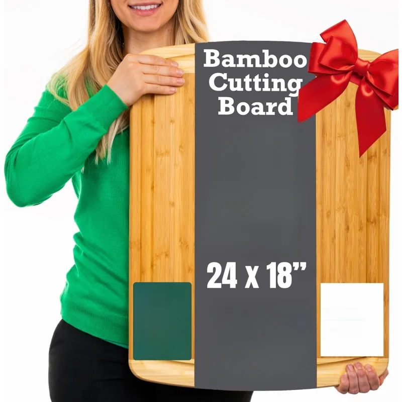 

30 x 20 Organic Extra Large Cutting Board with Lifetime Replacements – Wood Bamboo Chopping Board
