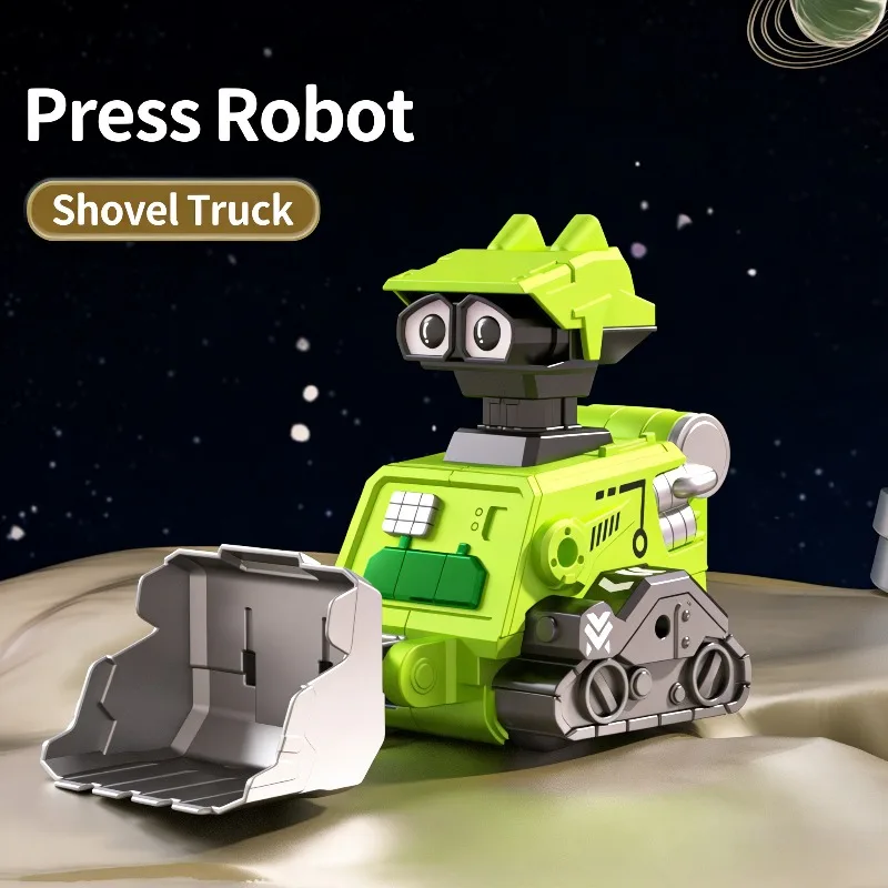 รถของเล่นเด็กแบบกด รถขุดขนาดเล็ก หุ่นยนต์ รถเลื่อนแบบเฉื่อย ข้อต่อเคลื่อนที่ ของเล่นเสริมพัฒนาการแบบโต้ตอบสำหรับพ่อแม่ลูก
