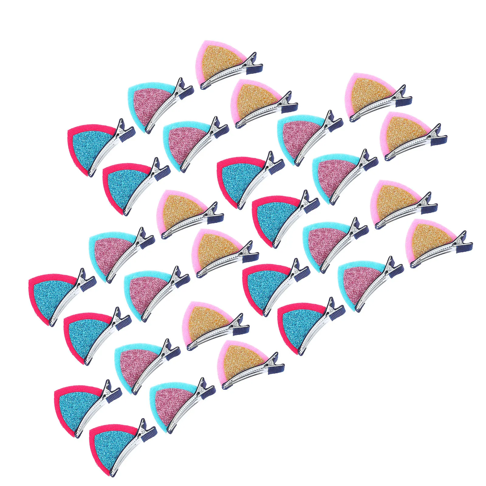 

30Pcs Kids Cat Ears Hair Clips Children Felt Hairpins Soft Skin Friendly for Girls Party Daily Outfit Hair Decoration