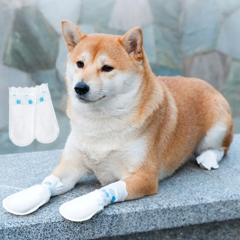 

12pcs/set Waterproof Disposable Pet Shoe Covers Breathable Dustproof Dogs Foot Covers Thickened Adjustable Dog Rain Shoes
