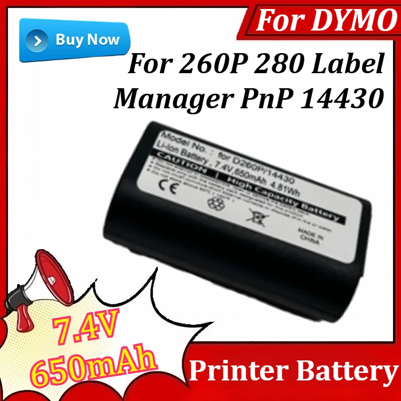 

7.4V 650mAh For DYMO 260P 280 Label Manager PnP 14430 1758458 S0895880 S0915380 Printer Replacement Battery