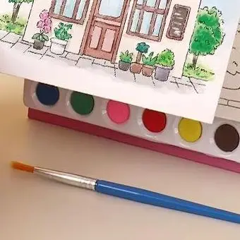 

DIY акварельная книга с граффити, настольный орнамент, катушка, вертикальная книжка-раскраска со встроенной краской для креативного домашнего декора