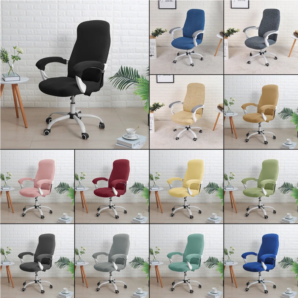 

Elastic Office Lift Computer Plain Chair Cover Modern Anti-dirty Boss Rotating Chair Seat Case Removable Waterproof Slipcovers