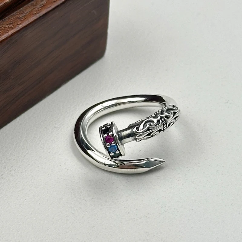 bague-a-ongles-en-argent-sterling-s925-pour-femmes-hip-hop-retro-europeen-et-americain-zircon-colore-anneau-ouvert-a-la-mode