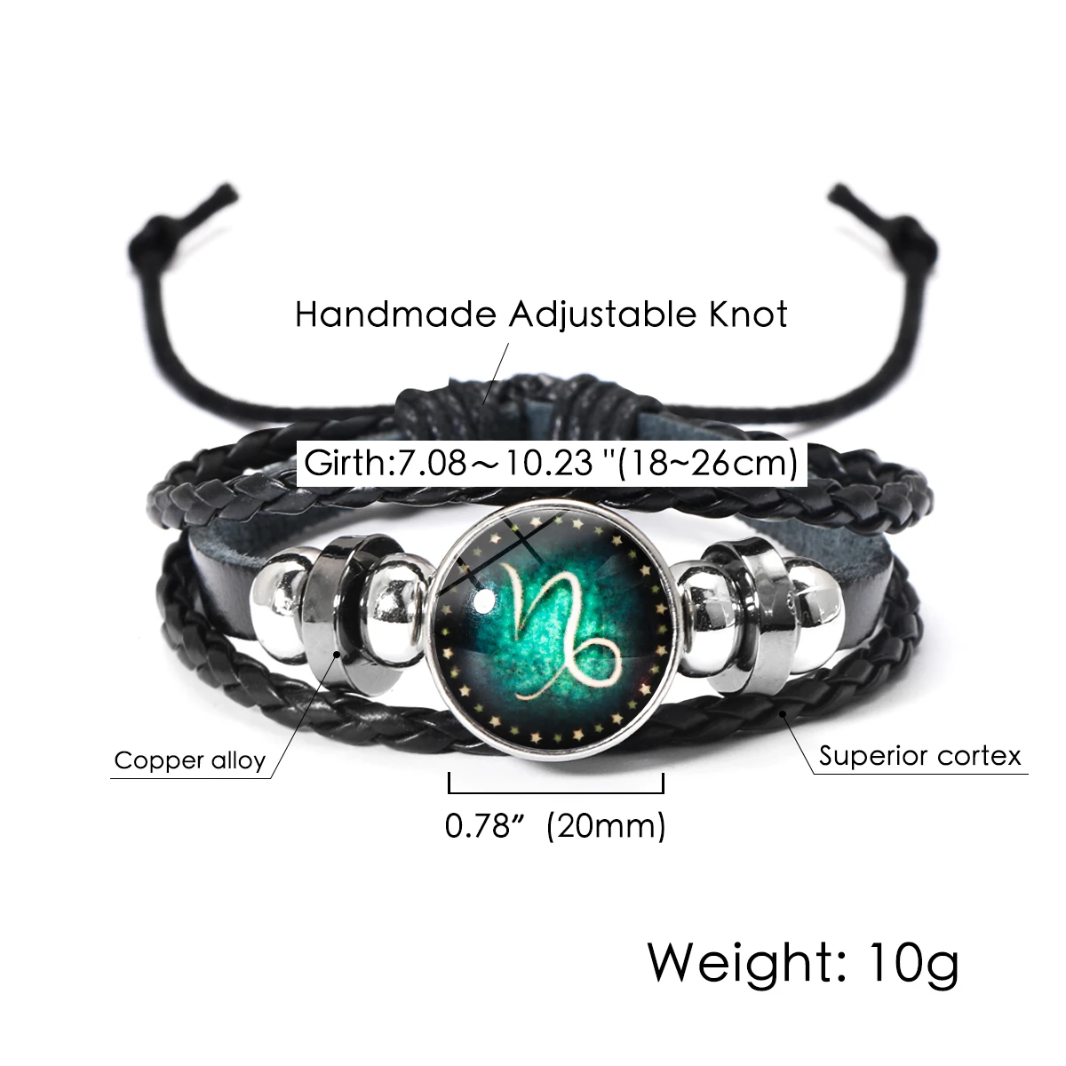 12 كوكبة زودياك تسجيل سحر مضيئة أساور الرجال النساء خمر متعدد الطبقات التفاف الجلود سوار والإسورة هدية عيد ميلاد #2