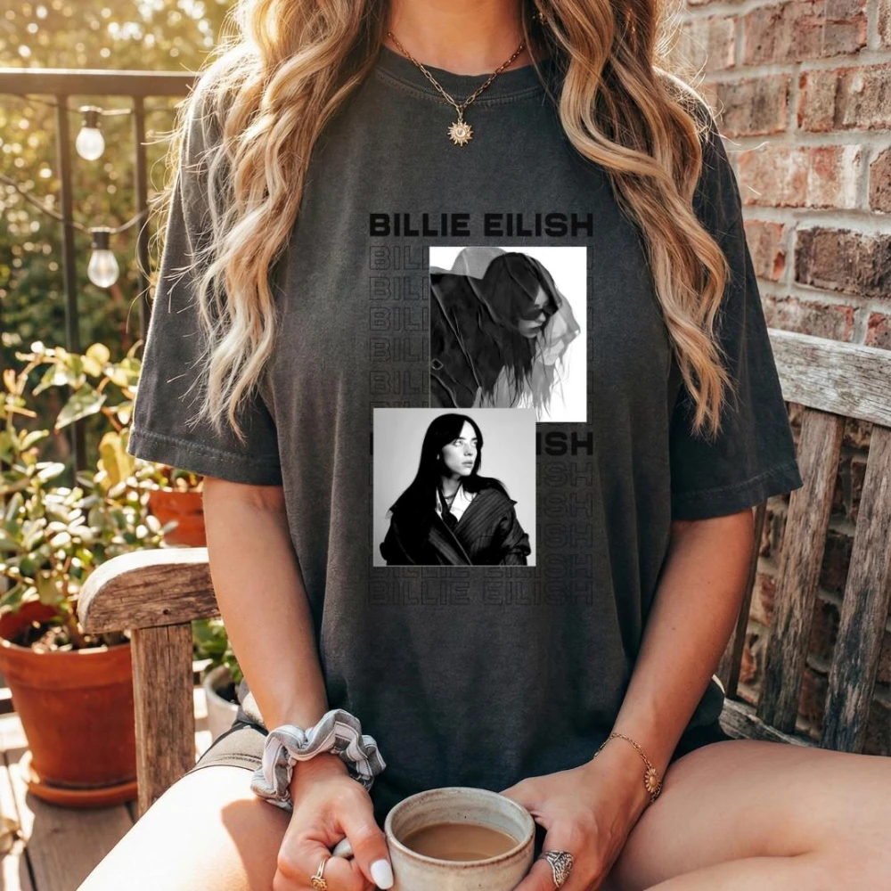 Billie Eilish themed graphic retro music fan T-shirt unisex shirt pure cotton all-season streetwear base layer goth y2k clothes