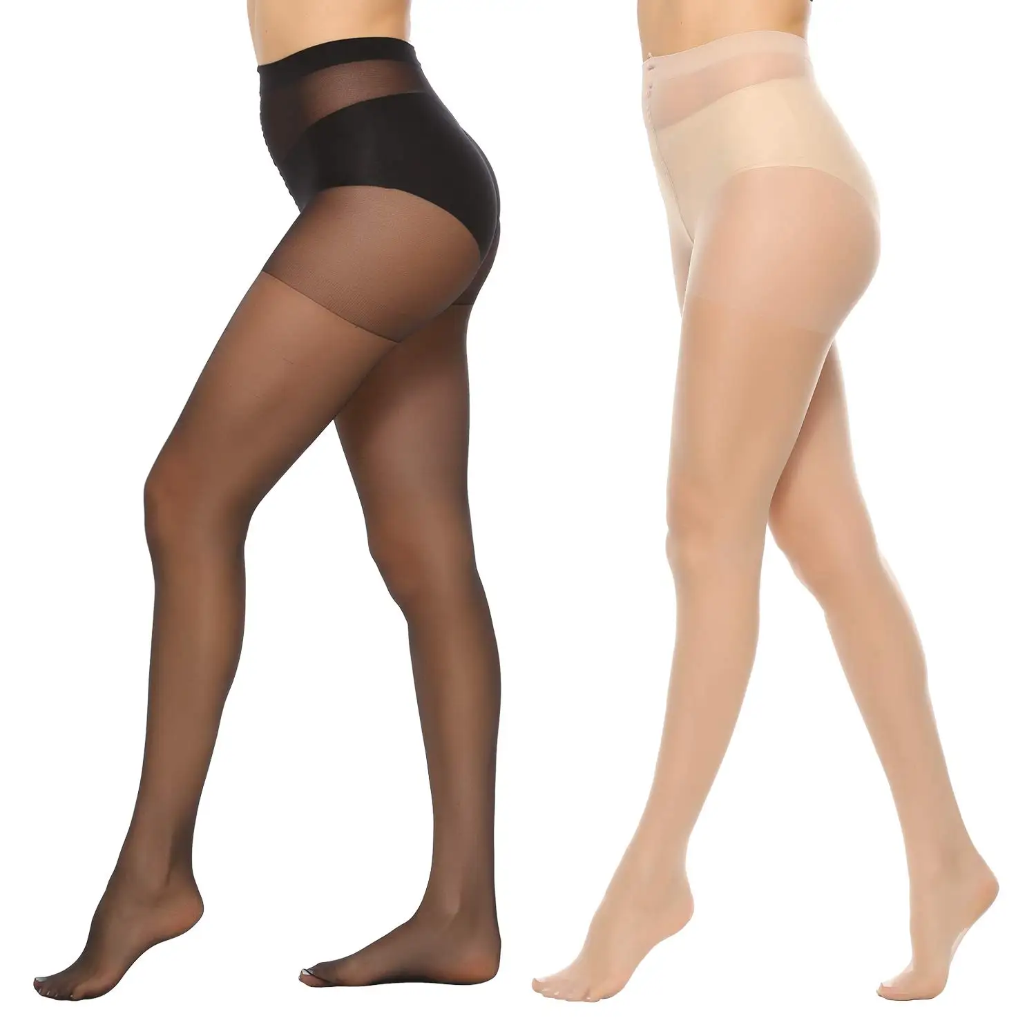 Kave 6 pares 20d meias femininas transparentes ultra finas cintura alta meia-calça coxa meias altas escritório senhoras meias pretas