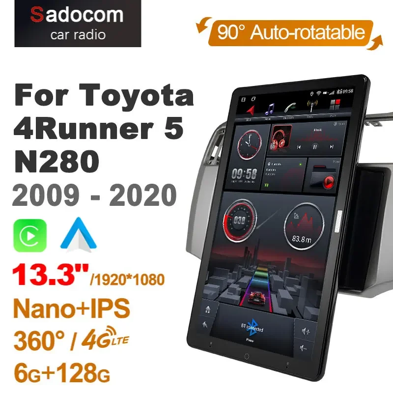 

Автомобильное радио 13,3 дюйма IPS DSP Android 10,0, панорама 360 для Toyota 4 runner 5 N280 2009 - 2020 GPS, автомобильное аудио SPDIF 4G LTE без DVD