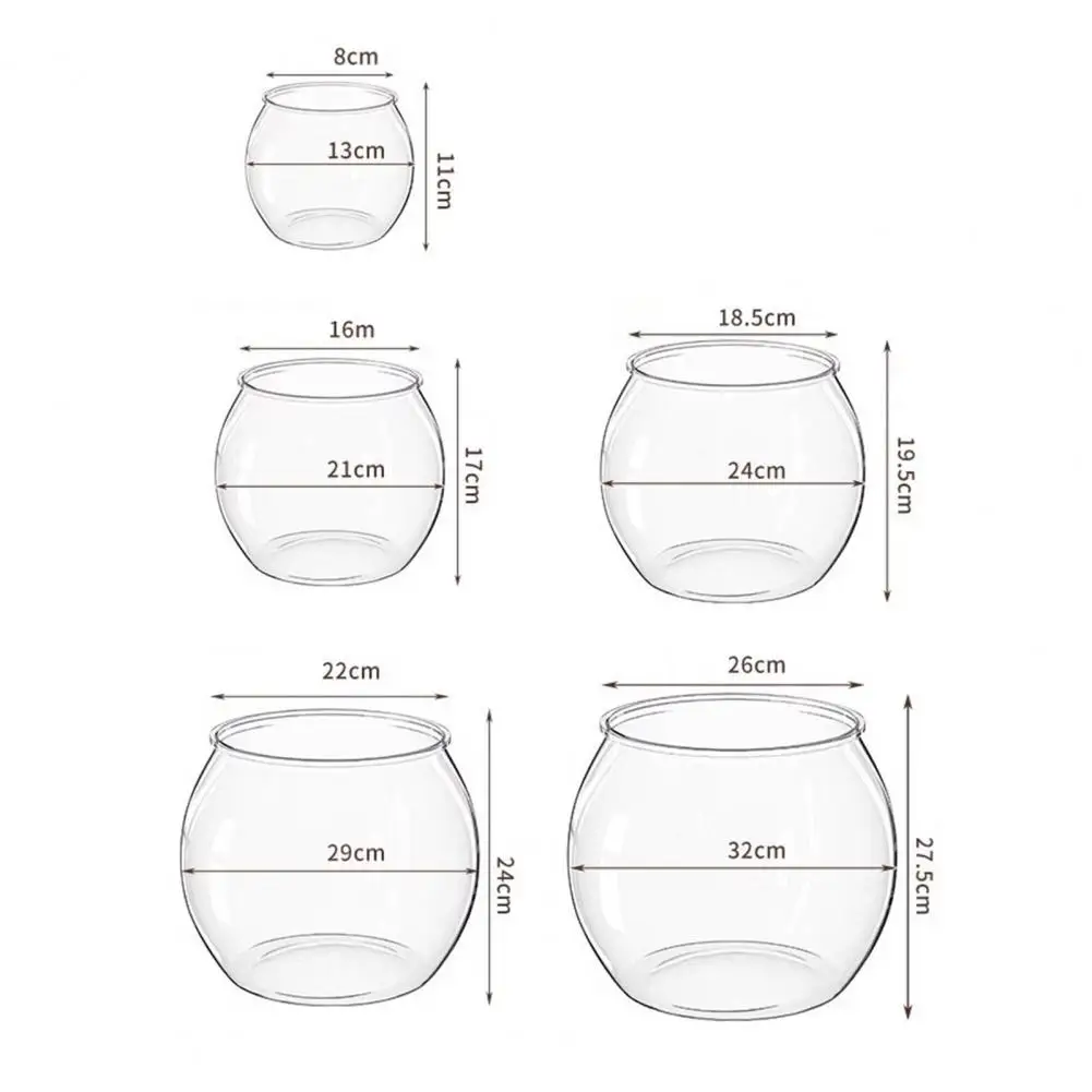 Cuencos de plástico para peces, cuenco redondo transparente para peces dorados, macetero hidropónico para acuario, contenedor Floral para centro de mesa, decoración del hogar