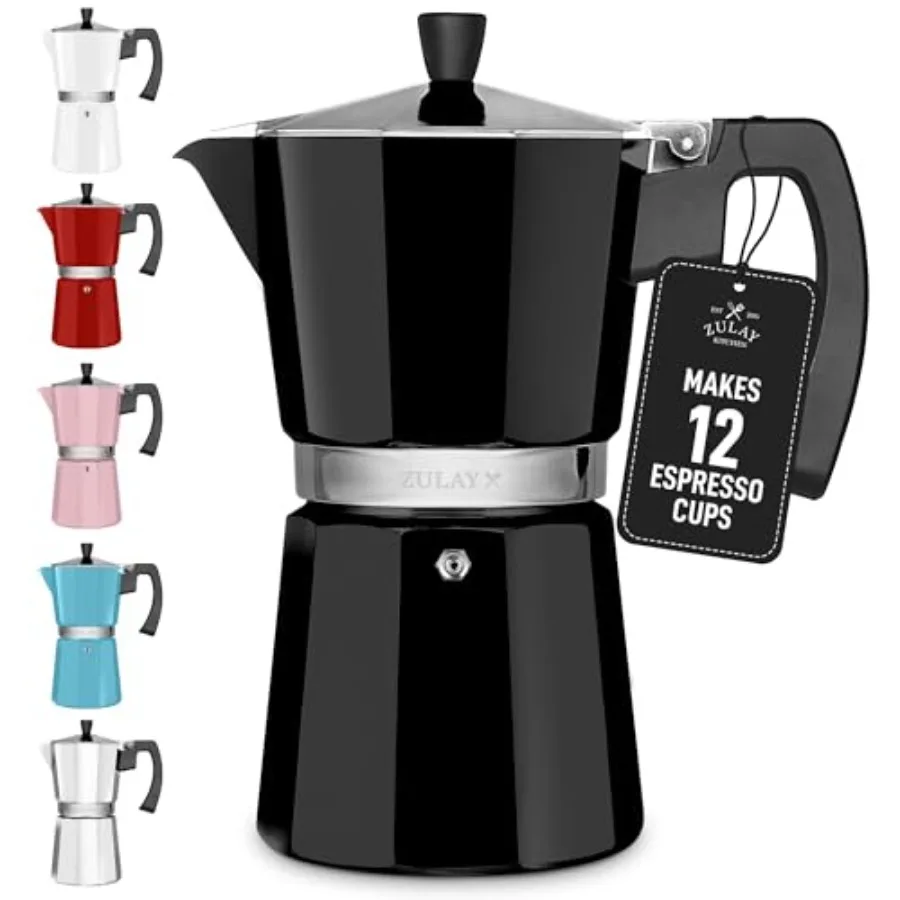 

Zulay Moka Pot Espresso Stovetop Coffee Maker - Leak-Proof Stainless Steel Easy to Clean Heat Resistant Handle and Knob - for A