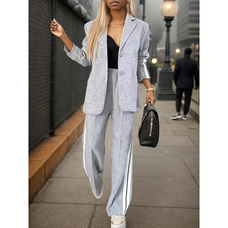 

Женский шерстяной костюм-двойка: модный летний комплект, новый стиль, элегантный, профессиональный, повседневный вариант