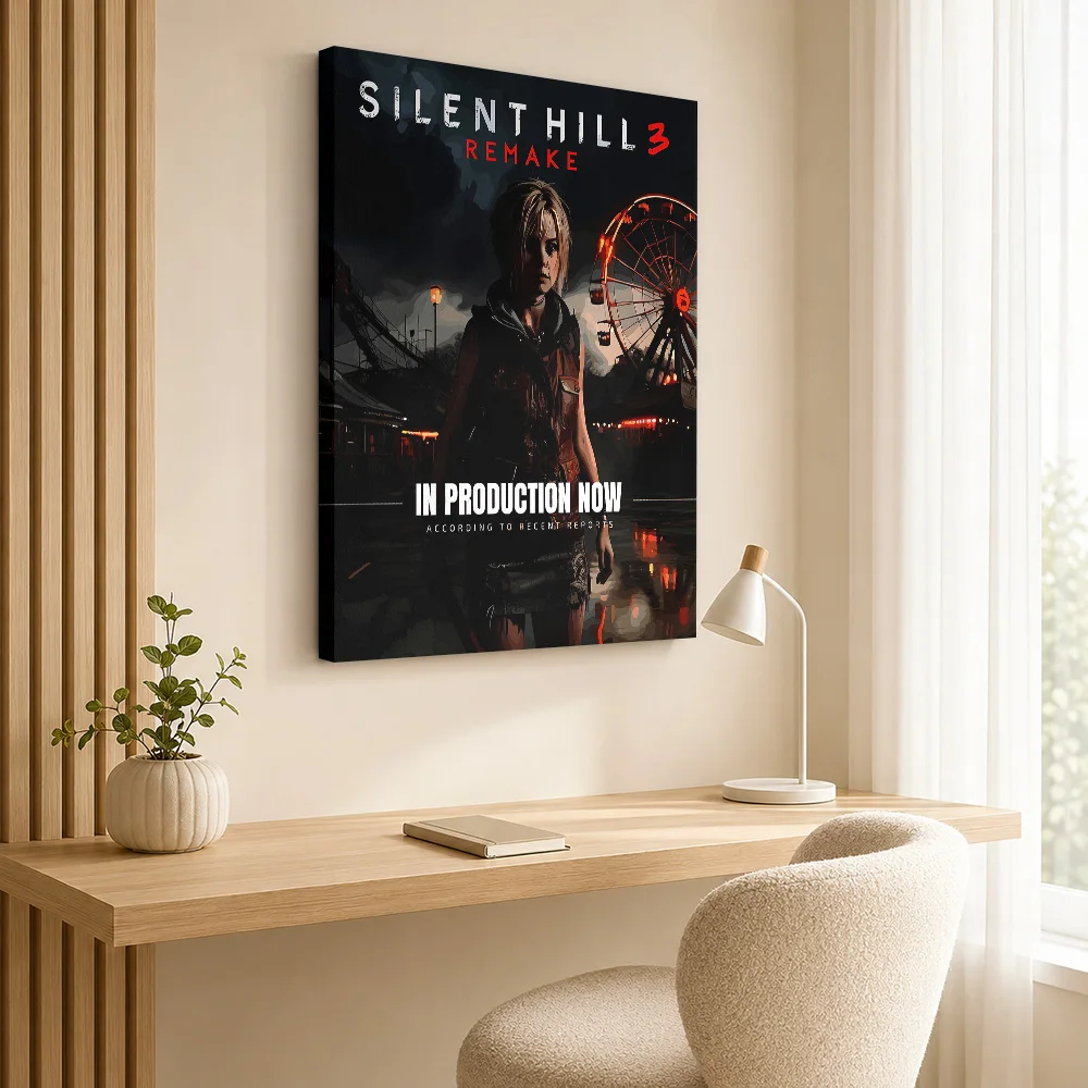Silent Hill 3 Remake: Heather in Amusement Park Canvas Print Poster Custom Photo Modern Pop Culture Wall Art for Bedroom Decor